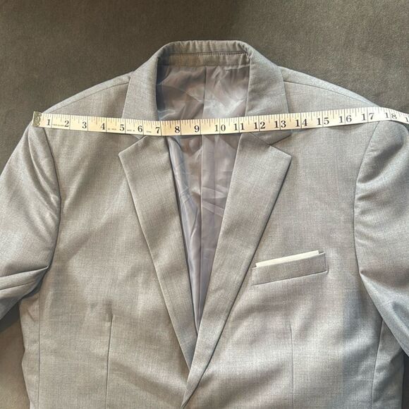 Men’s Gray Suit Jacket Blazer One Button Notched Lapel Size L (38) NWT - Picture 9 of 13
